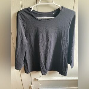 CHICO'S True Color Tees Shirt Size 2 Womens Large Solid Black 3/4 Sleeve